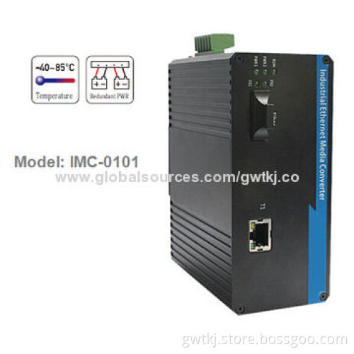 Industrial Ethernet Media Converter, -40 - 85 Operating Temperature and Dual Redundant Power Input